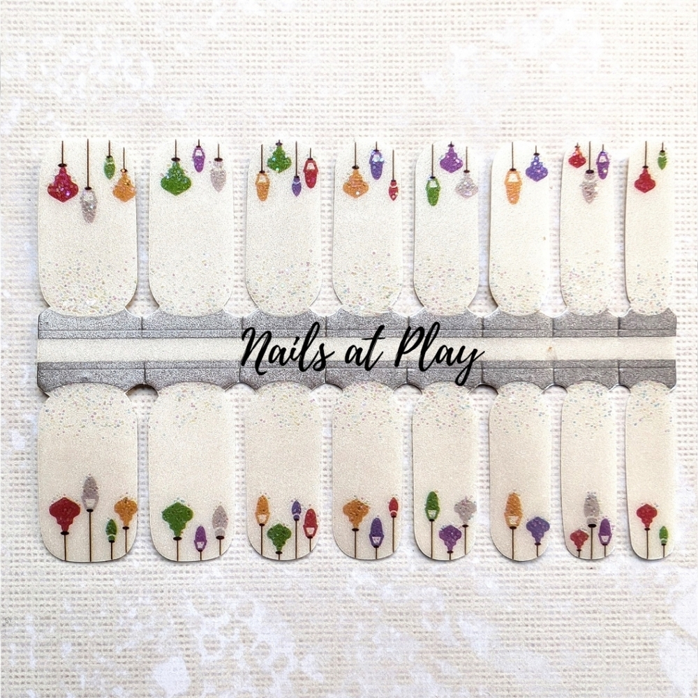 5 for $15 Nail Wraps- Christmas Lights (transparent)